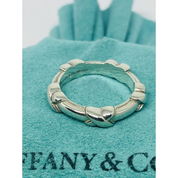 Tiffany & Co. Sterling Silver Signature X Stacking Ring Band Size 6.25 Retired - Picture 2 of 6